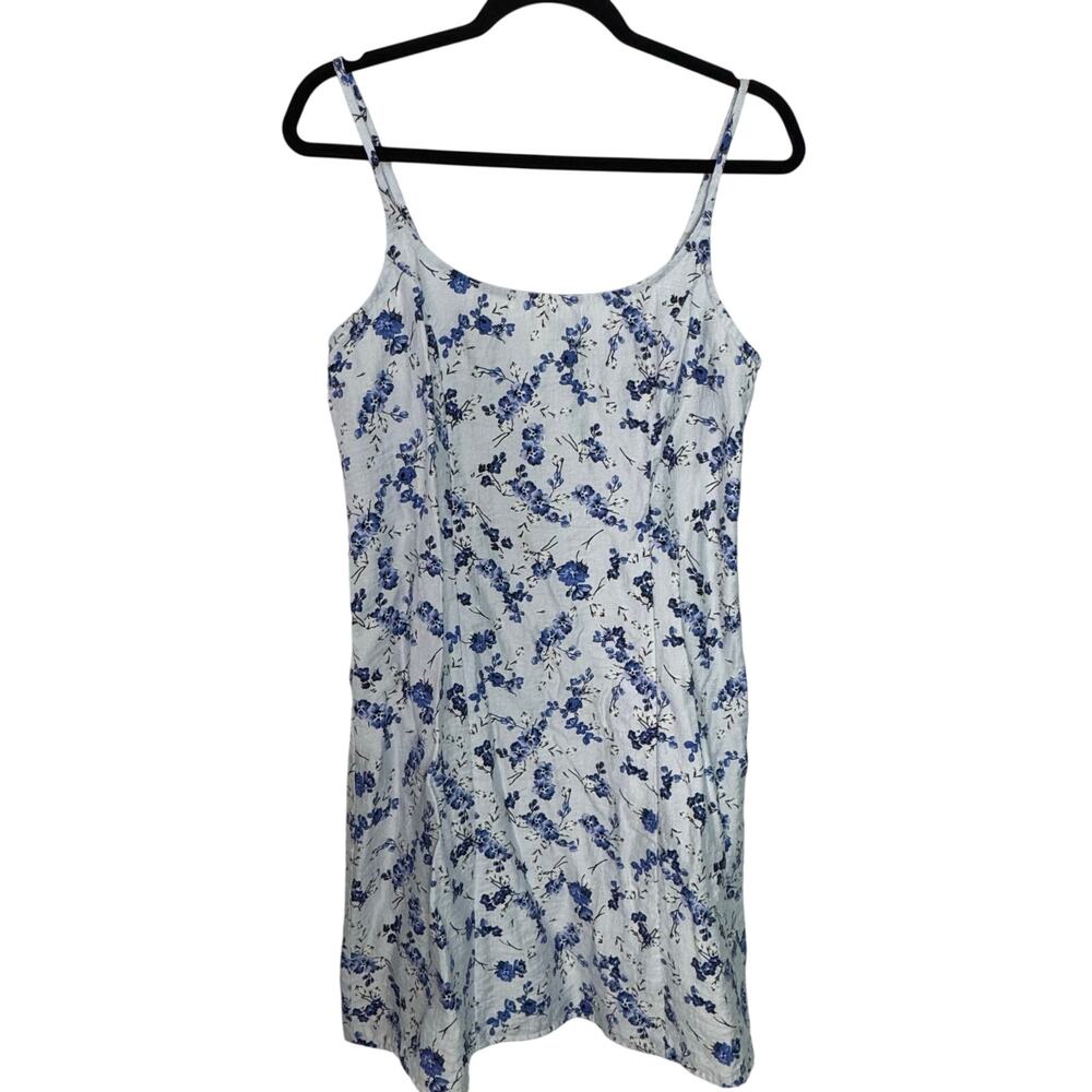 A NEW DAY Women’s Mini Woven Tank Dress Blue Floral Dress Size‎ 10